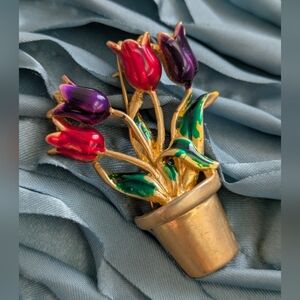 Vintage Tulips Spring Brooch